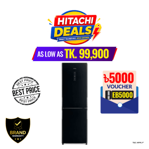 Hitachi 366 Liters Stylish Bottom No Frost Freezer (RBG410P6PBX-TH-GBK)